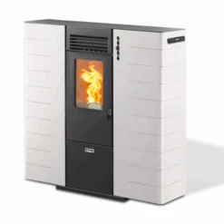 Poêle à Granulés Canalisable Extra Plat Fango -Poeleabois Boutique poele a granules canalisable extra plat fango fango ricanto blanc 1